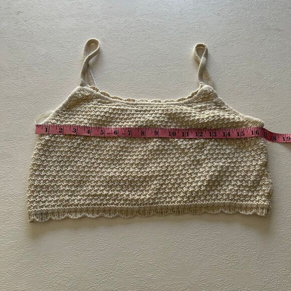 Aeropostale Knit Cropped Cami Tank Top Beige Textured Sleeveless Women’s Size L - Picture 5 of 7